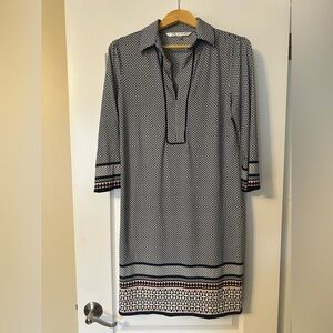 MAX STUDIO Women’s Boho Pattern 3/4 Sleeve Collared Shirt Dress Size L